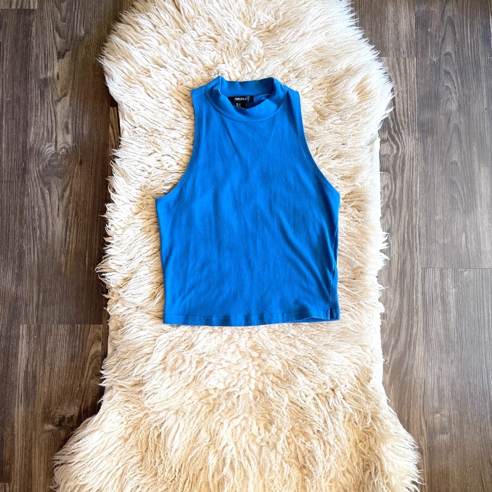 Royal Blue Turtle Neck Cropped Tank